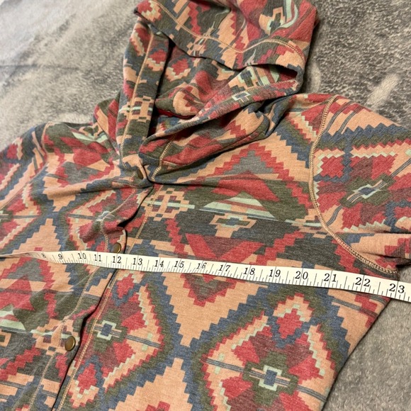 CUDDL DUDS COMFORTWEAR Women's Geometric Aztec Print Hooded Button Front Size M - Picture 5 of 7